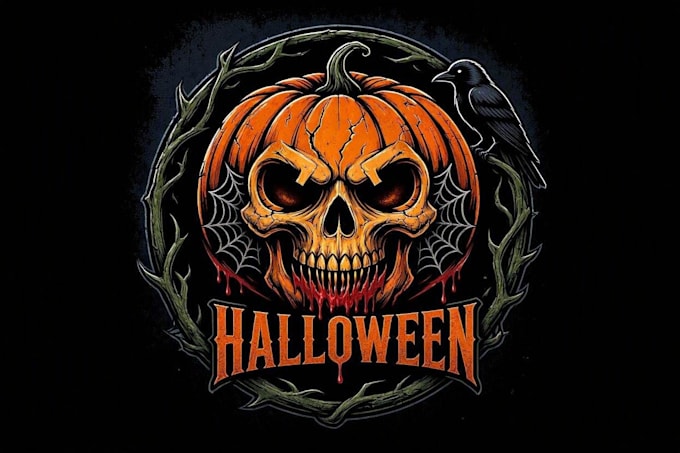 create scary horror creepy halloween logo design