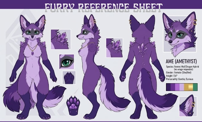 draw furry ref sheet character reference sheet oc furry art pfp anthro ref sheet
