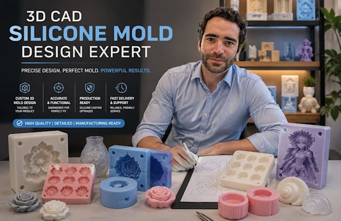 3d silicone mold design mold cad stl model for casting and 3d printing
