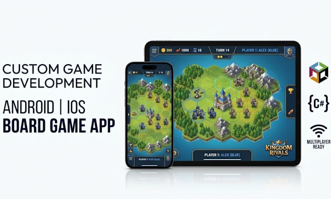 develop custom multiplayer board game and card game app for android and ios