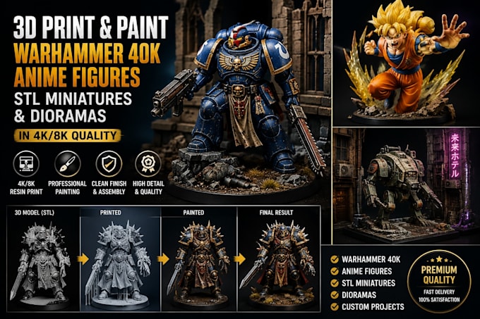 3d print and paint warhammer40k anime figures stl miniatures and dioramas in 4k