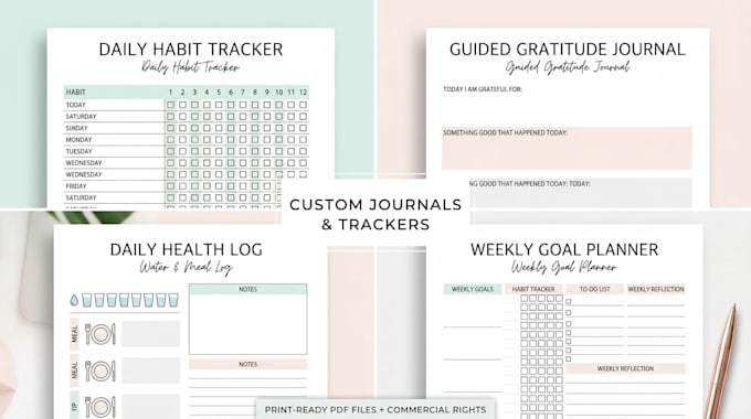 design custom journals planners printable books