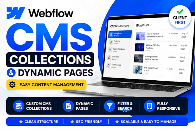 build webflow cms collections and dynamic pages