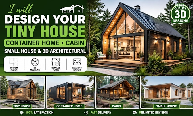 design your tiny house, container home, cabin, small house, and 3d architectural