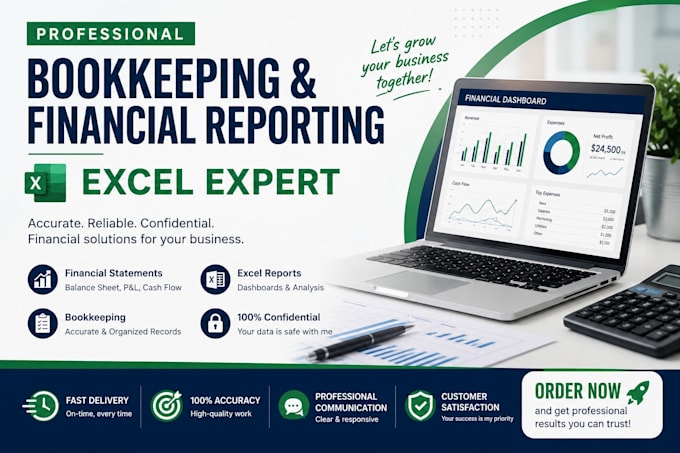 bookkeeping, excel, financial reporting, and accounting