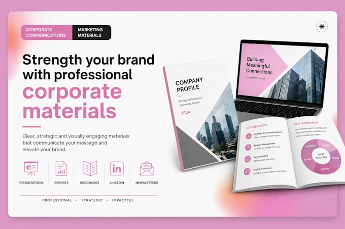 create professional corporate marketing and communication materials