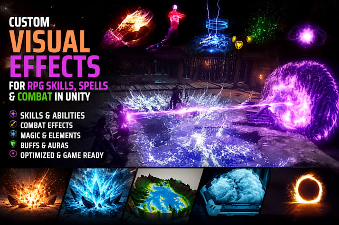 create visual effects for rpg skills, spells and combat in unity