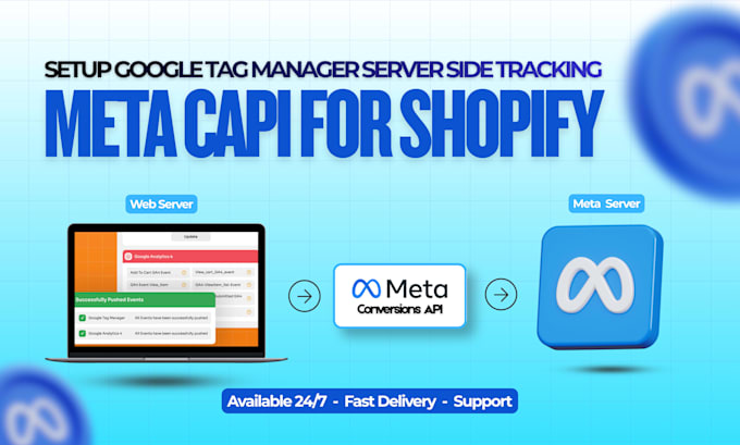 setup google tag manager server side tracking, meta capi for shopify