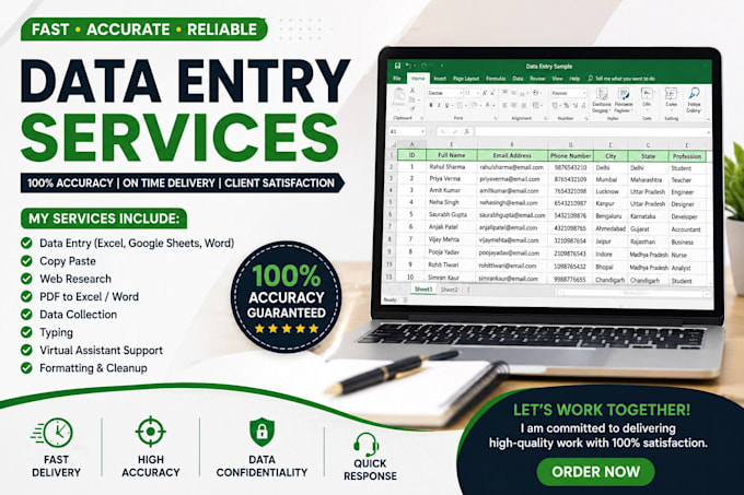 handle data entry, and internet research professionally