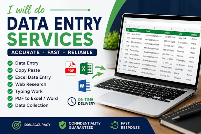 do accorat data entry copy paste web research and excel data entry