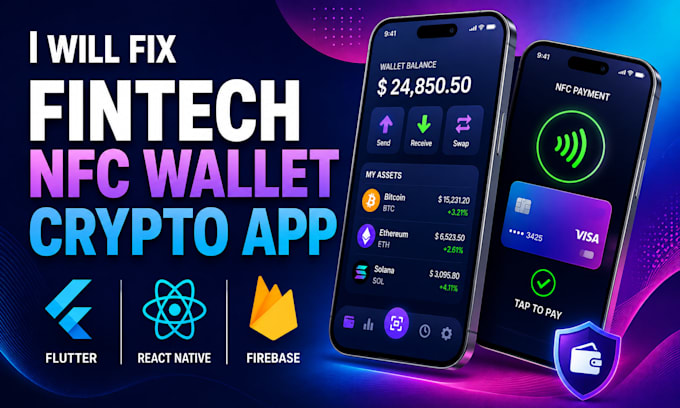 fix build flutter react native fintech wallet crypto nfc app bug firebase repair