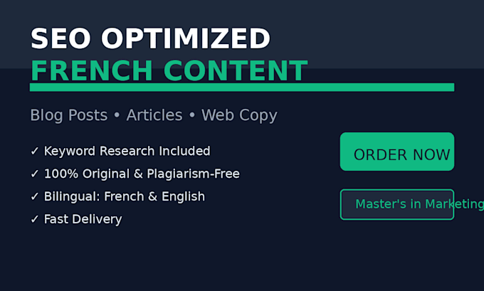 craft SEO optimized articles and blog posts in french