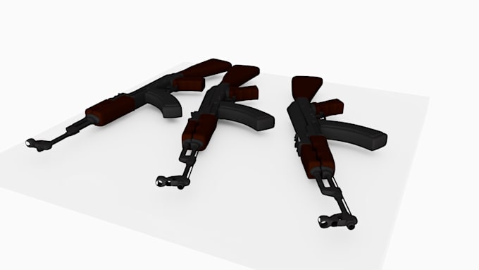 design a low poly 3d rifle with clean topology