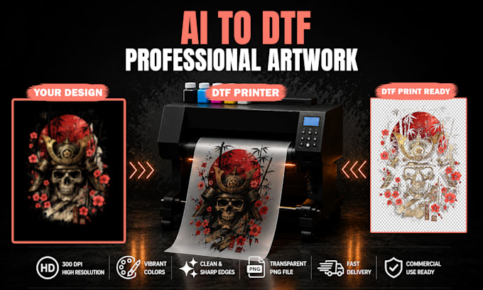 clean up ai generated t shirt design for dtf dtg and screen printing