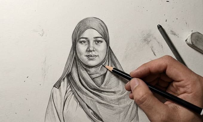 hand draw a custom realistic pencil portrait