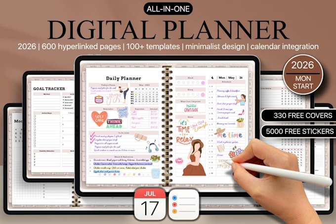 design etsy digital planners hyperlinked goodnotes planners and digital journals