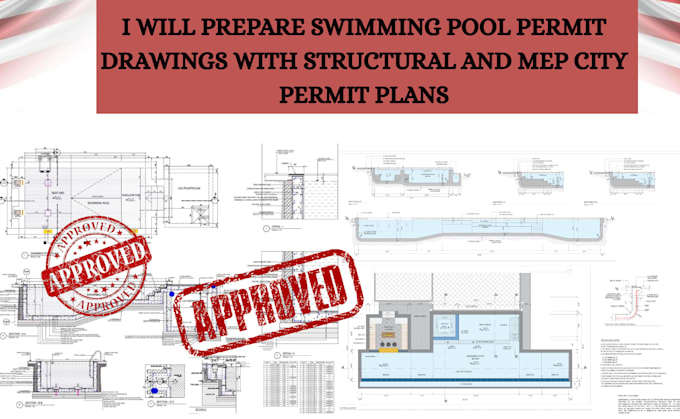 prepare swimming pool permit drawings with structural and mep city permit plans