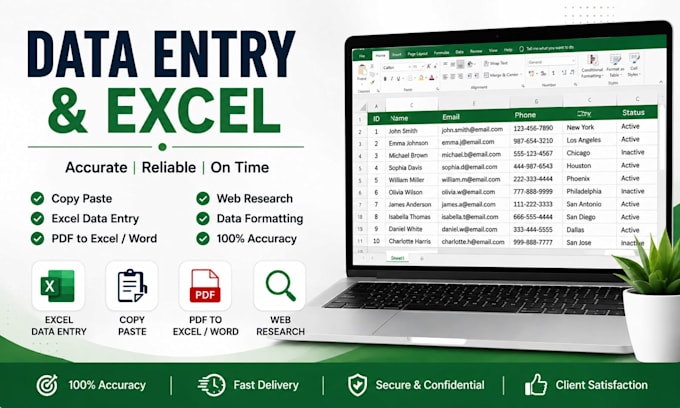 do accurate data entry, copypaste and excel work