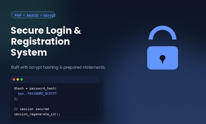 build a secure login and registration system in PHP or mysql