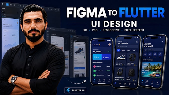 convert figma, xd or PSD to flutter app UI