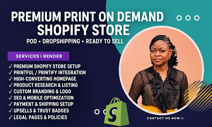 create a premium print on demand shopify store,  shopify dropshipping pod store