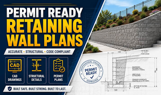 do structural retaining wall design plan, drainage slab plan
