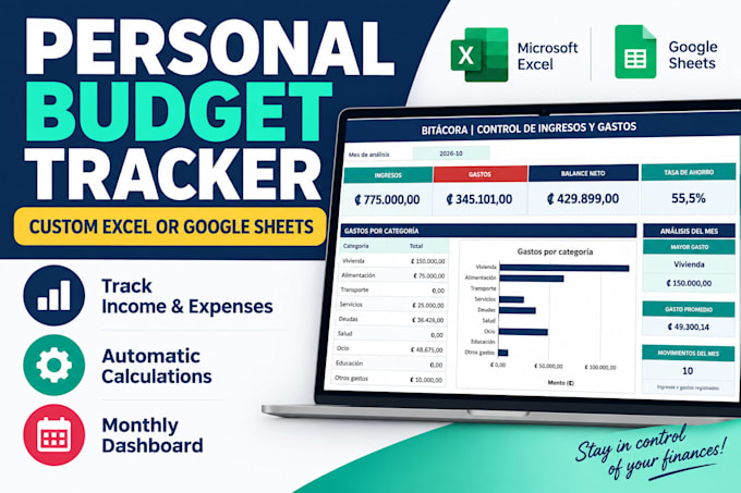 build a custom excel or google sheets budget tracker