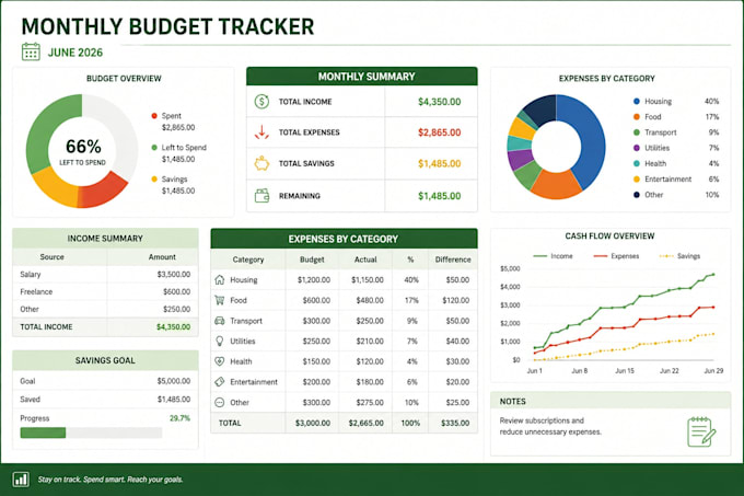 create a custom excel or google sheets budget tracker