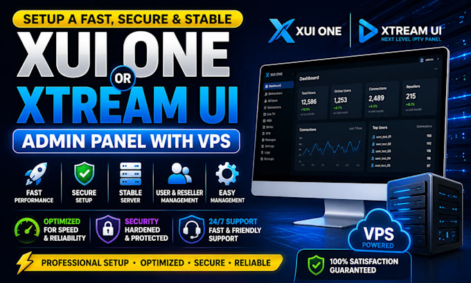 setup a fast, secure and stable xui one or xtream ui admin panel with vps