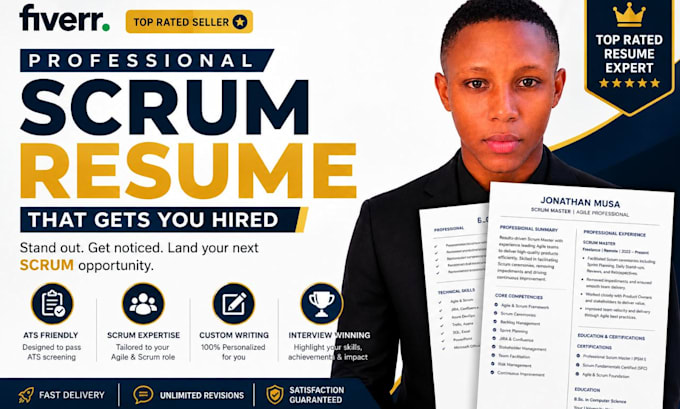 write a scrum master executive resume and CV from scratch
