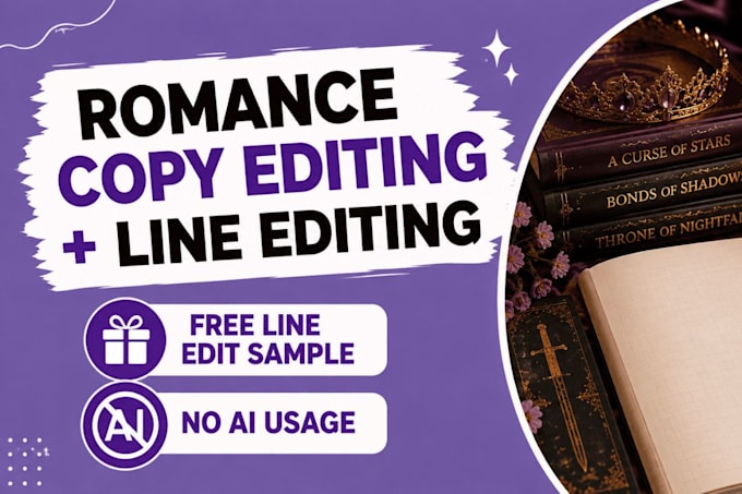 be your romance book editor for copy and line editing