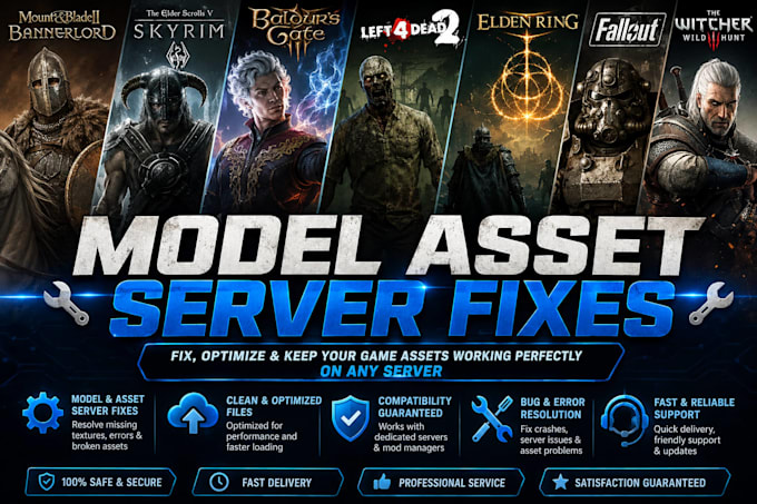 bannerlord, skyrim, bg3, l4d2, elden ring, fallout, witcher 3 model asset