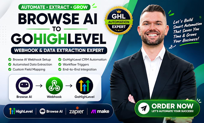 setup browse ai to highlevel webhook and ghl automate data extraction