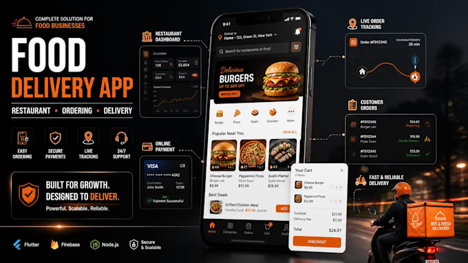 develop a food delivery mobile app for restaurant business with online ordering