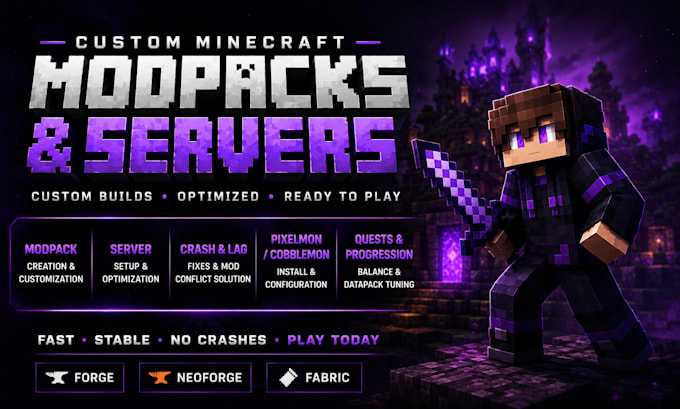 create minecraft modpack server builder pixelmon survival forge fabric mod pvp