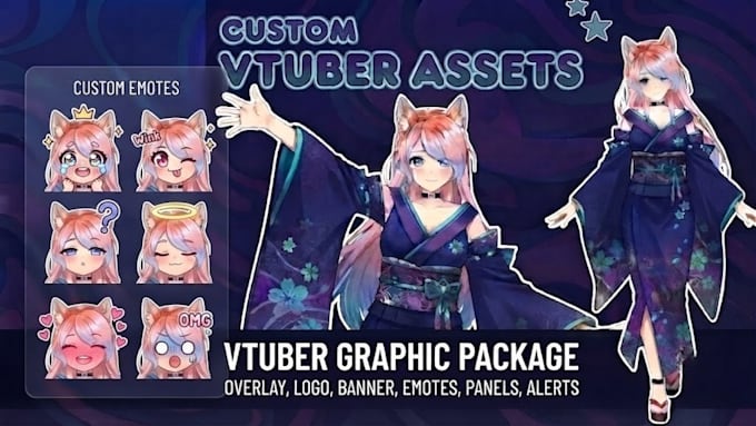 make vtuber package branding kit for your twitch kick youtube