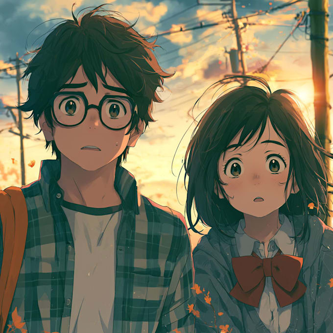 draw anime couple illustration