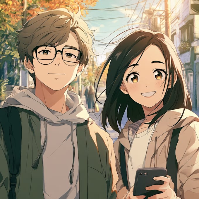 draw cool anime couple for you