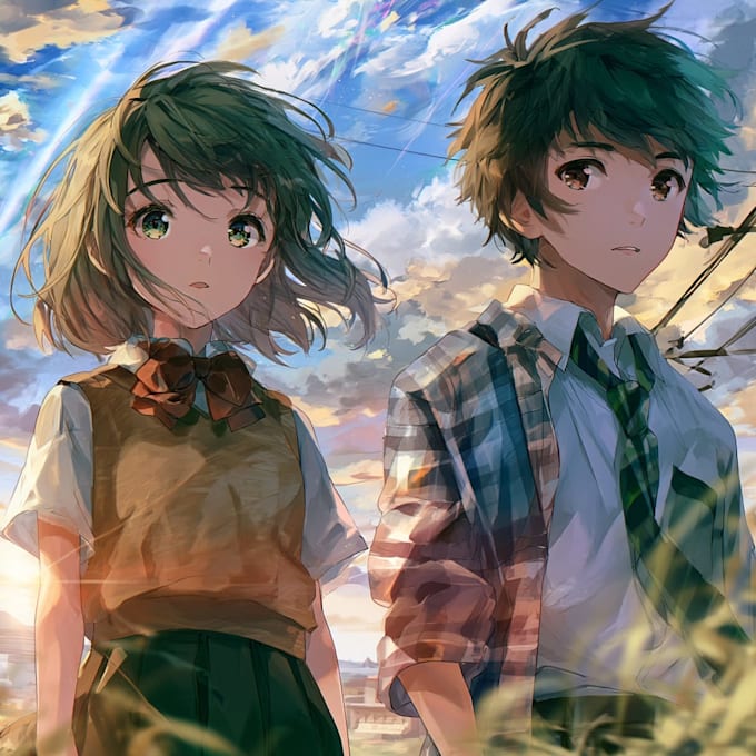 draw a anime couple character art anime