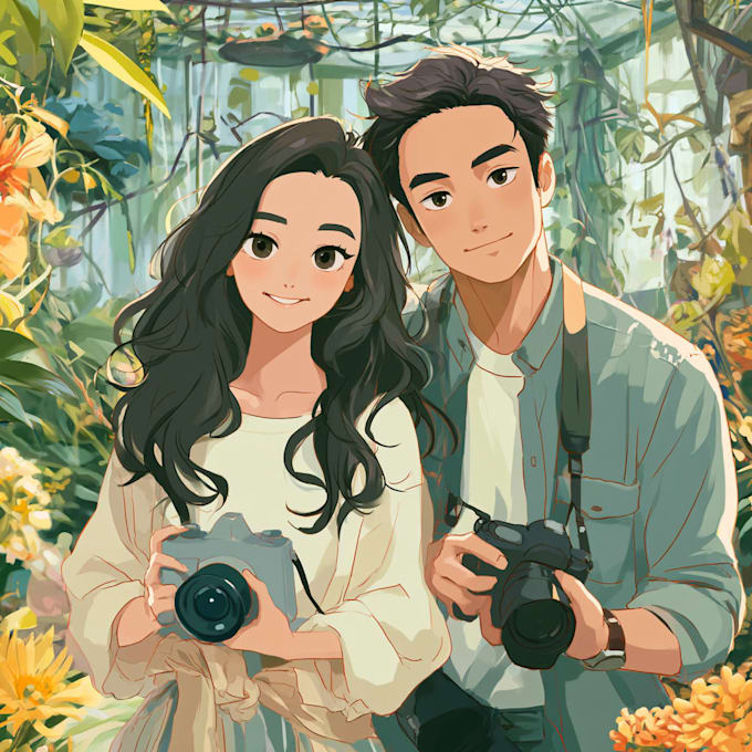 create a anime couple character art anime