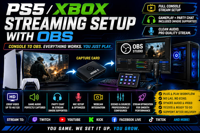 setup ps5 or xbox streaming with obs capture card and audio