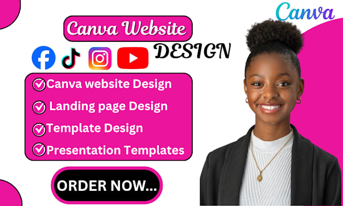 design canva social media posts, canva website, mockups and template design