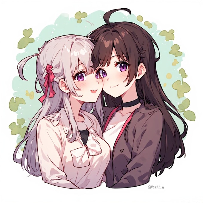 draw anime couple illustration