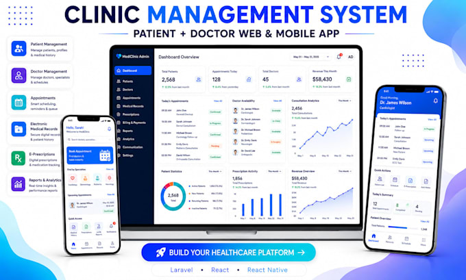 develop clinic healthcare management system web mobile app