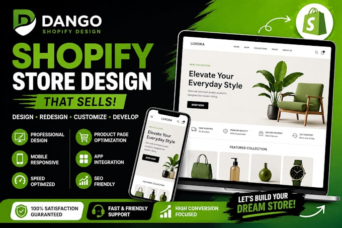 design a professional shopify clothing store or fashion boutique website