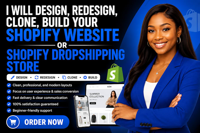 clone, design, redesign, copy, shopify website or dropshipping shopify store