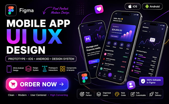figma mobile app ui ux design prototype ios android app design system figma ui