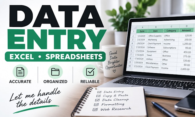 do accurate data entry, excel, and spreadsheet work