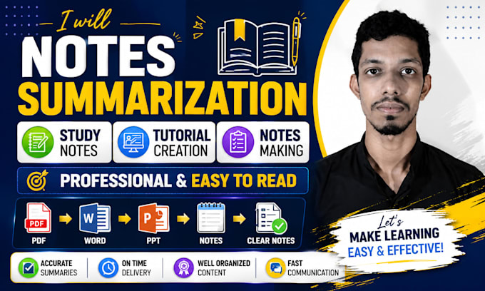 summarize notes, create study notes, tutorials and educational content