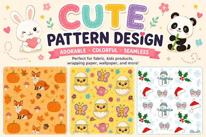create cute cartoon seamless pattern design for fabric and print